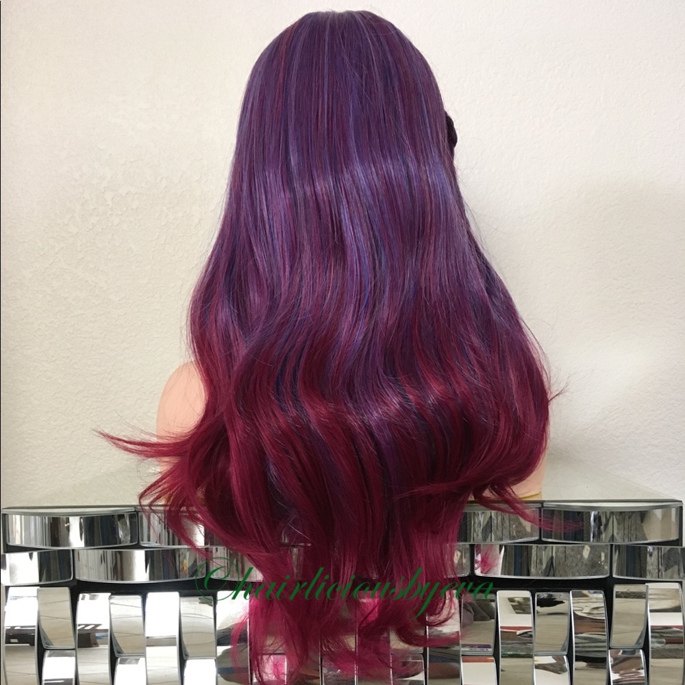 Mixed colors wig Swiss lace front wavy 22” Long - Picture 4 of 8